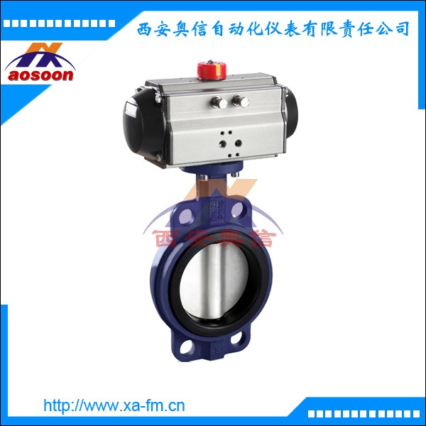 气动蝶阀D671X-16 DN50 气动对夹式蝶阀
